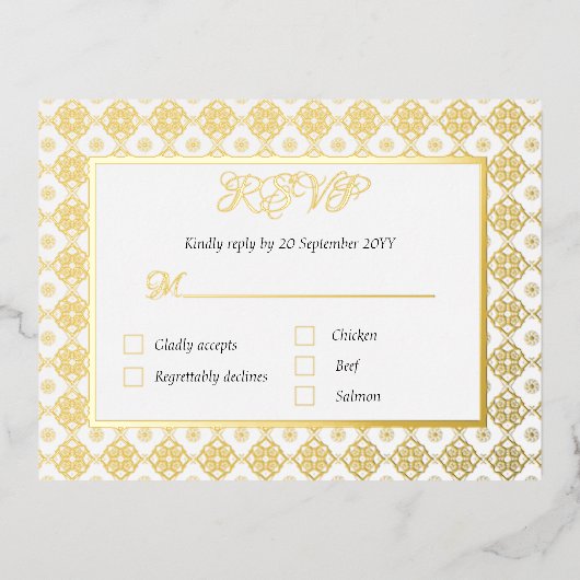 Carte de boîtier RSVP déchargée avec option de men (Recto)