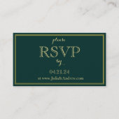 Carte de boîtier RSVP Emerald and Gold Art Deco (Devant)