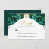 Carte de boîtier RSVP Emerald Floral (Devant / Derrière)