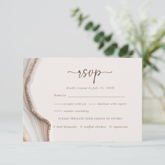Carte de boîtier RSVP en marbre naturel (Debout devant)