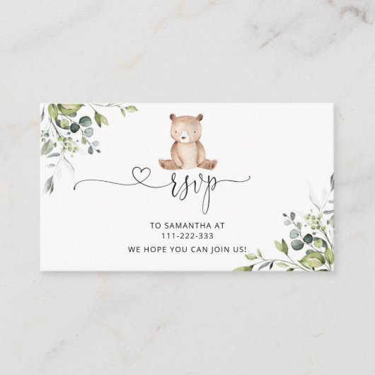 Carte de boîtier RSVP Eucalyptus bear (Devant)
