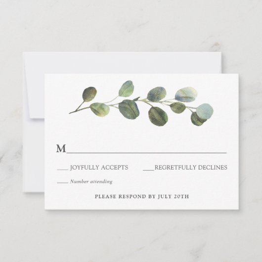 Carte de boîtier RSVP Eucalyptus Wedding (Devant)