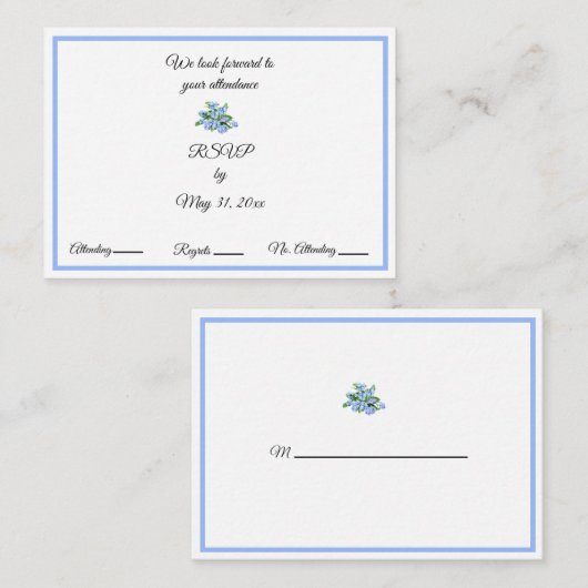 Carte de boîtier RSVP Matching Forget-Me-Nots (Devant / Derrière)