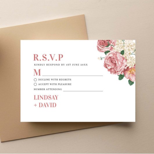 Carte de boîtier RSVP Peony Roses