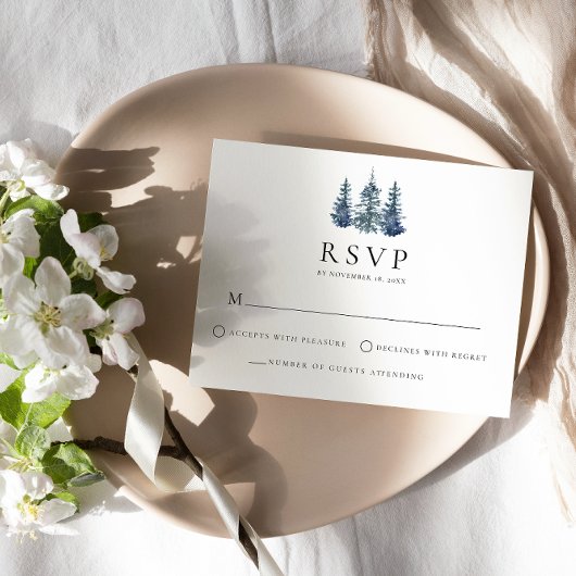 Carte de boîtier RSVP pour mariage d'hiver dans l'
