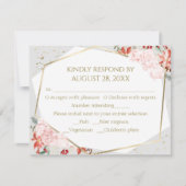 Carte de boîtier RSVP pour mariage d'hiver dorée (Devant)