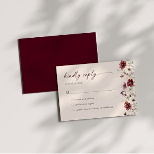 Carte de boîtier RSVP pour mariage Fleur sauvage e