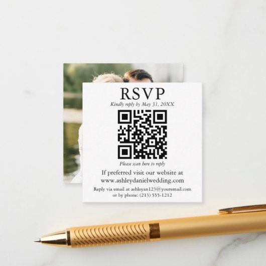 Carte de boîtier RSVP pour mariage photo QR modern (Devant/Arrière en situation)