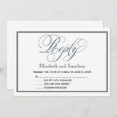 Carte de boîtier RSVP pour réponse au script bleu  (Devant / Derrière)