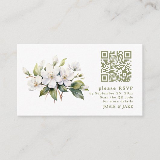Carte de boîtier RSVP QR Code de fleur Apple Bloss (Devant)
