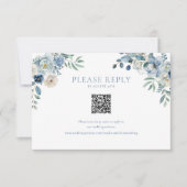 Carte de boîtier RSVP QR Code de mariage floral bl (Devant)