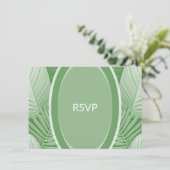 Carte de boîtier RSVP QR Code Tropical Green Weddi (Debout devant)