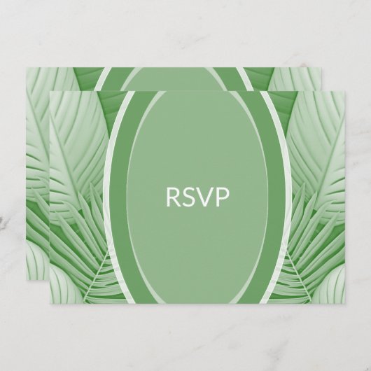 Carte de boîtier RSVP QR Code Tropical Green Weddi (Devant / Derrière)