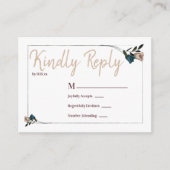 Carte de boîtier RSVP Rose turquoise et beige (Devant)