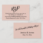 Carte de boîtier RSVP rose vierge Décontractée (Devant / Derrière)