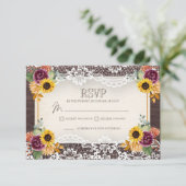 Carte de boîtier RSVP Russe Sunflower Wood Fall (Debout devant)