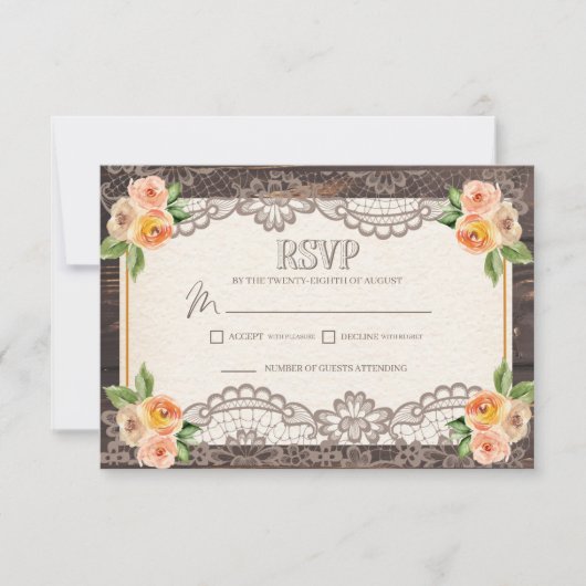 Carte de boîtier RSVP Rustique Mariage de automne (Devant)