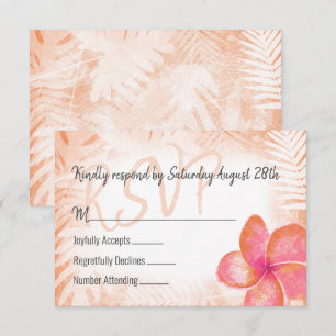 Carte de boîtier RSVP Tropical Coral Rose Plumeria