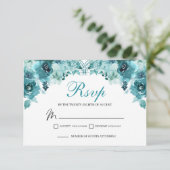 Carte de boîtier RSVP turquoise Floral (Debout devant)
