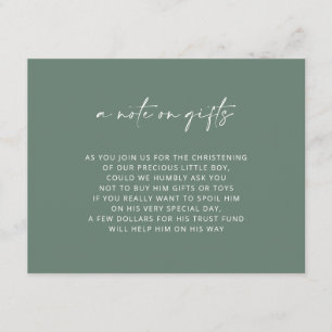 Carte de boîtier simple Baptême Vert