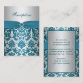 Carte de boîtier Turquoise en argent RIBBON IMPRIM (Devant / Derrière)