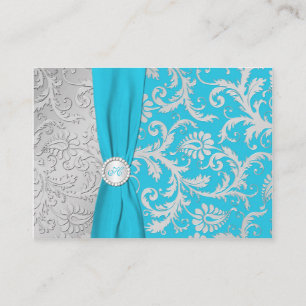 Carte de boîtier Turquoise et Argent Damask