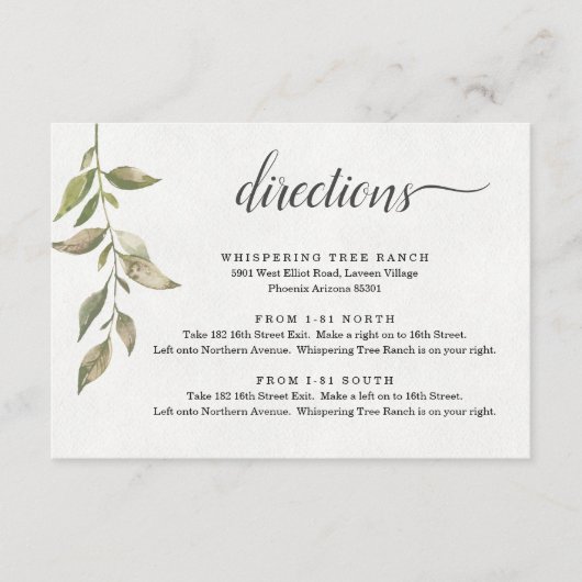 Carte de boîtier Watercolor Green Directions (Devant)