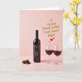 Carte de Bon Ami Vin Chocolat Joie (Fleur jaune)
