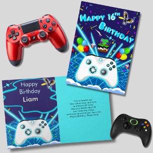 Carte de bon anniversaire 16 ans Epic Gamer Happy