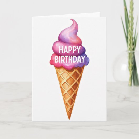 Carte de Bon Anniversaire avec Glace (Devant)