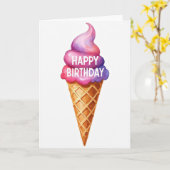 Carte de Bon Anniversaire avec Glace (Fleur jaune)