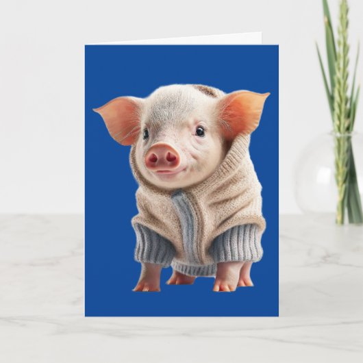 CARTE DE BON ANNIVERSAIRE COCHON MIGNON (Devant)