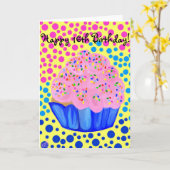 Carte de bon anniversaire Cupcake Sweet Sixteen (Fleur jaune)