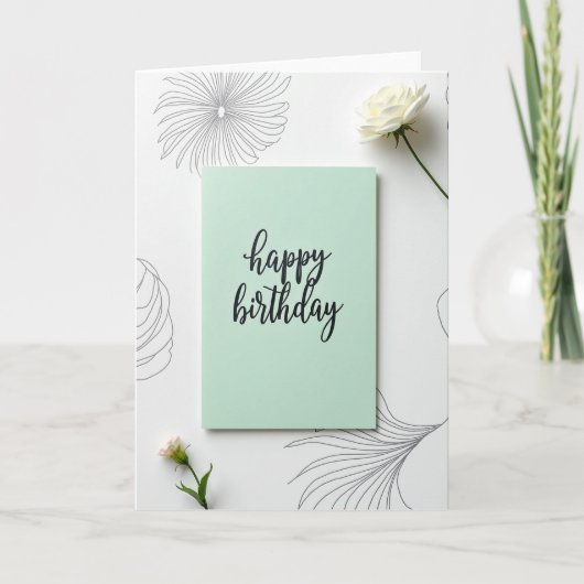 Carte de Bon Anniversaire Vert Menthe (Devant)