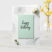 Carte de Bon Anniversaire Vert Menthe (Fleur jaune)