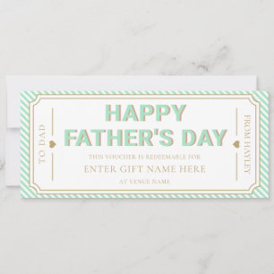 Carte de bon d'achat de la fête des pères vert men