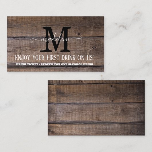 Carte de bon de Mariage de Monogramme rustique (Devant / Derrière)