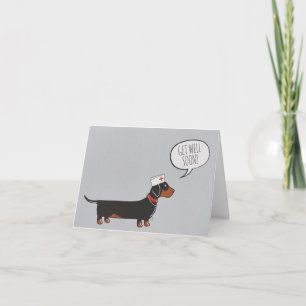 Carte de Bon rétablissement - Dachshund en tenue d
