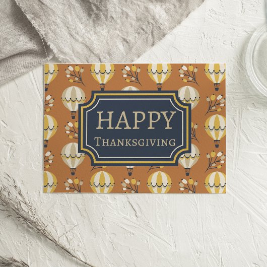 Carte de Bon thanksgiving Ballons à air chaud