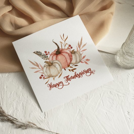 Carte de Bon thanksgiving Citrouille aquarelle