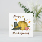 Carte de Bon thanksgiving Citrouille Pèlerin pour (Debout devant)