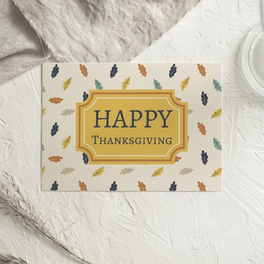 Carte de Bon thanksgiving Colorée Feuilles automna