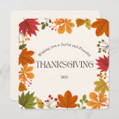 Carte de Bon thanksgiving des feuilles d'automne m (Devant / Derrière)