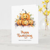Carte de Bon thanksgiving photo Citrouille amusant (Fleur jaune)