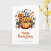Carte de Bon thanksgiving photo Citrouille élégant (Fleur jaune)