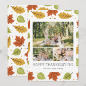 Carte de Bon thanksgiving photo Feuille en chute (Devant / Derrière)