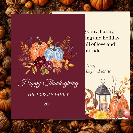 Carte de Bon thanksgiving Rustique Citrouille