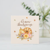 Carte de Bon thanksgiving Rustique Floral Citrouil (Debout devant)
