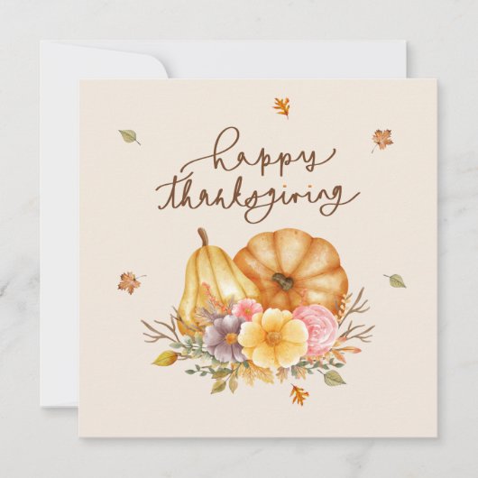 Carte de Bon thanksgiving Rustique Floral Citrouil (Devant)