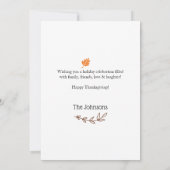 Carte de Bon thanksgiving Turquie (Dos)